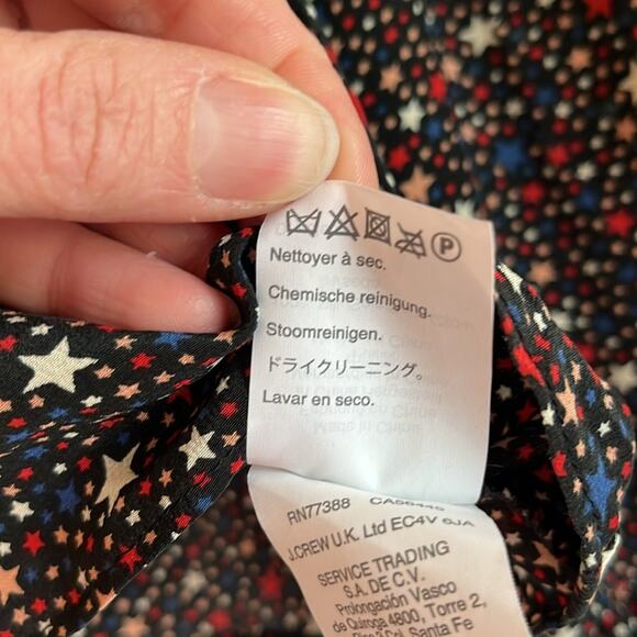 Madewell 100% Silk Ruffle Hem Wrap Top Size S Starry Night Boho Whimsigoth - Picture 8 of 10